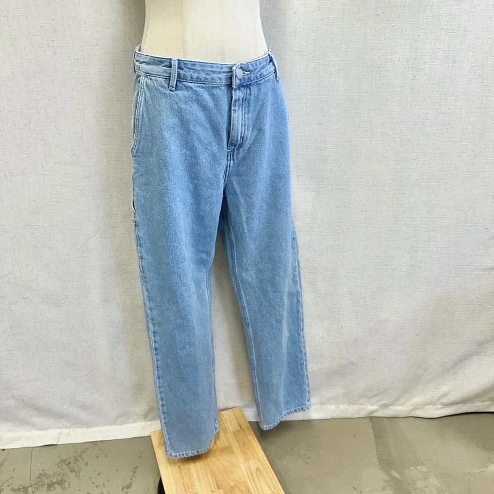 Carhartt WIP Pierce Carpenter Jeans Light Blue Wash RW Boyfriend Denim Size 28‎